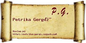 Petrika Gergő névjegykártya